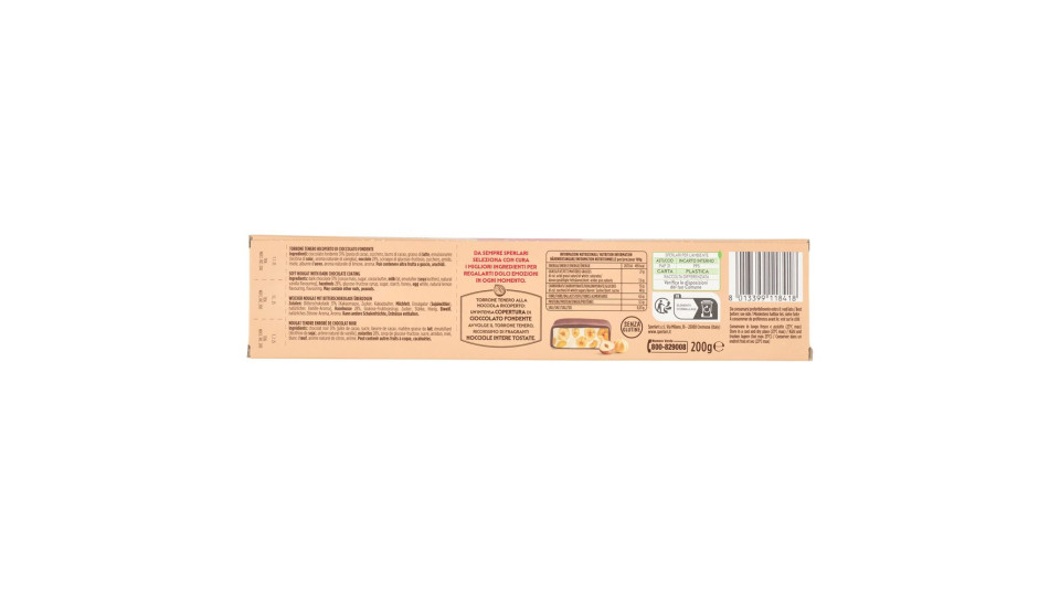 Sperlari Ricoperto Al Cioccolato Fondente Torrone Tenero Alla Nocciola 200 G