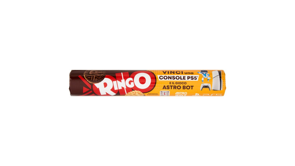 Ringo Cacao Biscotti Farciti Con Crema Cacao Snack Merenda Tubo, 165g
