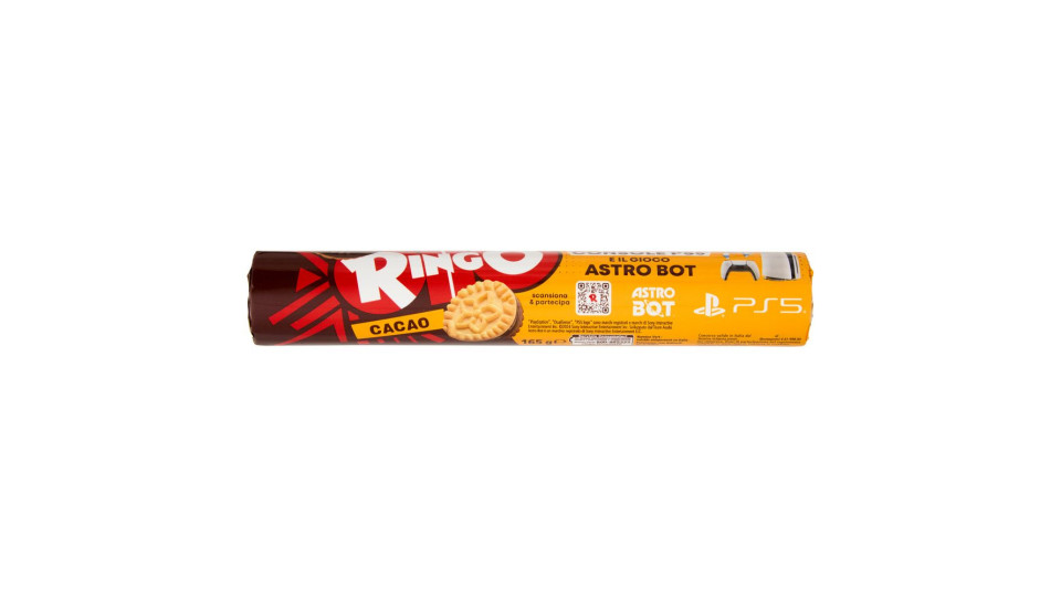 Ringo Cacao Biscotti Farciti Con Crema Cacao Snack Merenda Tubo, 165g