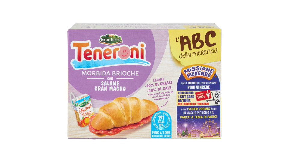 Teneroni L'abc Della Merenda Morbida Brioche Con Salame Gran Magro