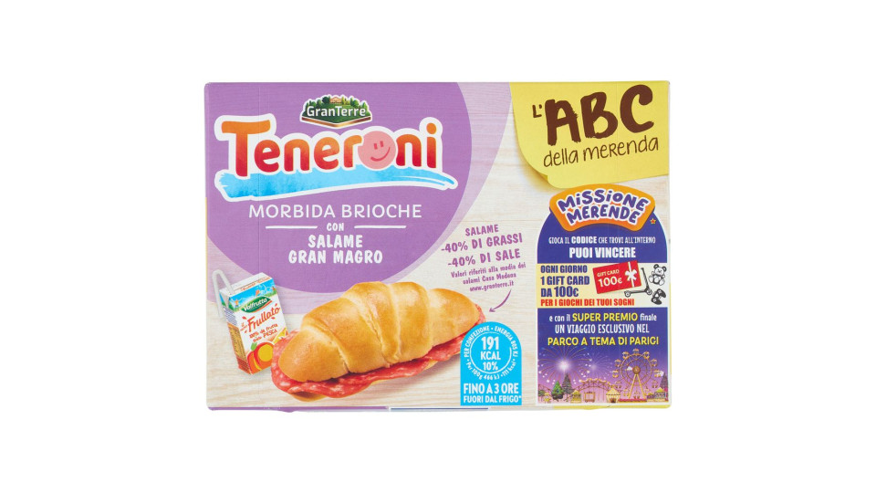 Teneroni L'abc Della Merenda Morbida Brioche Con Salame Gran Magro