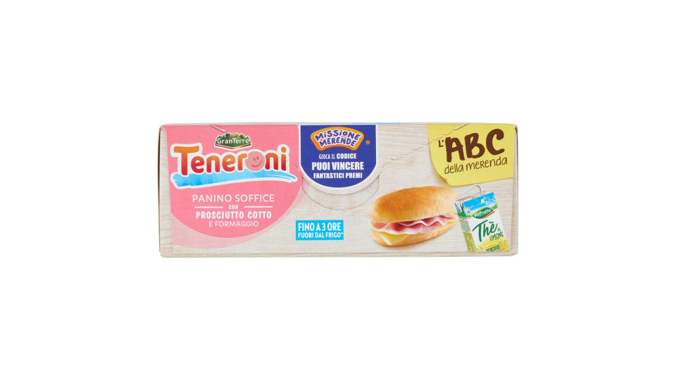 Teneroni L'abc Della Merenda Panino Soffice Con Prosciutto Cotto E Formaggio