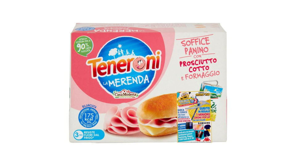 Teneroni L'abc Della Merenda Panino Soffice Con Prosciutto Cotto E Formaggio