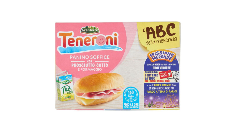 Teneroni L'abc Della Merenda Panino Soffice Con Prosciutto Cotto E Formaggio