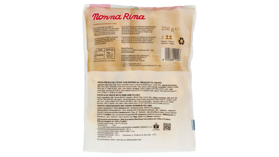 Nonna Rina Tortellini Prosciutto Crudo 250 G