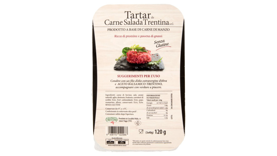 Salumificio Trentino Tartar De Carne Salada Trentina S.r.l. 3 X 40 G