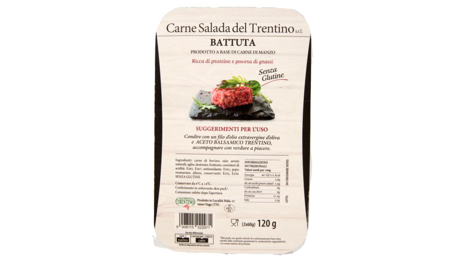 Salumificio Trentino Carne Salada Del Trentino S.r.l. Battuta 2 X 60 G