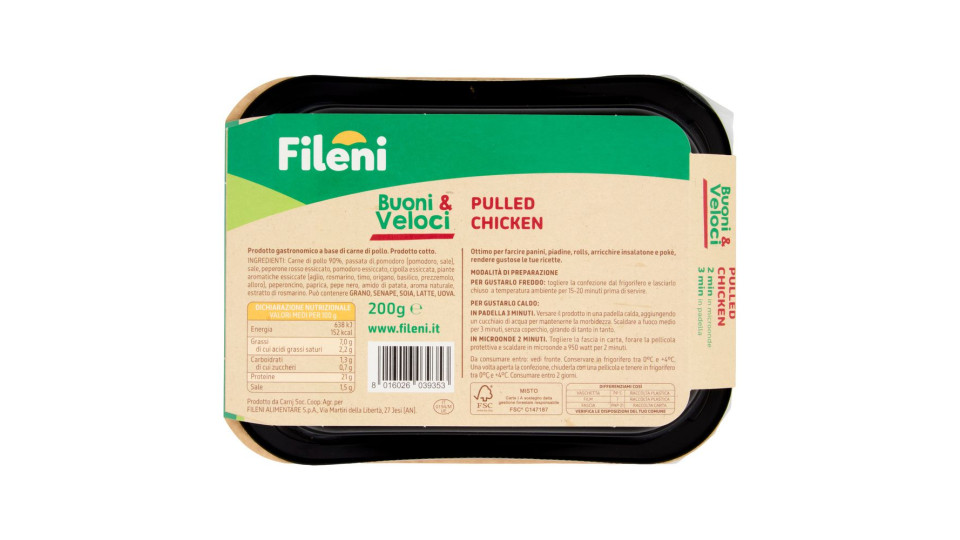 Fileni Buoni & Veloci Pulled Chicken 200 G