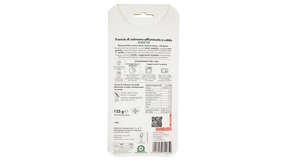 Mowi Gourmet Deli Trancio Di Salmone Affumicato A Caldo Aneto 125 G