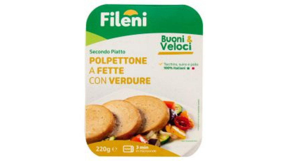 Fileni Buoni & Veloci Secondo Piatto Polpettone A Fette Con Verdure 220 G