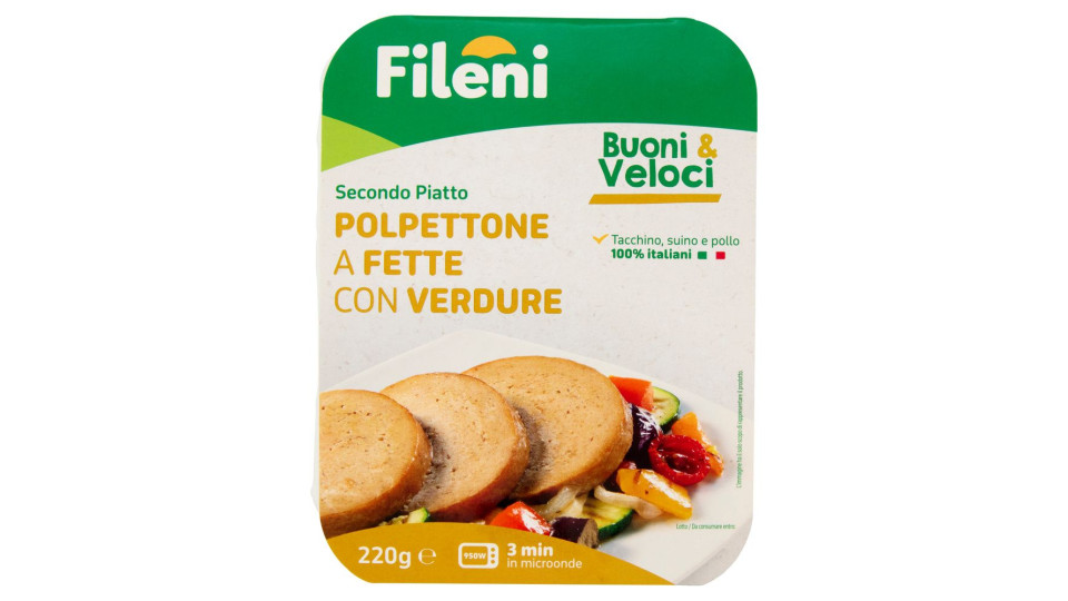 Fileni Buoni & Veloci Secondo Piatto Polpettone A Fette Con Verdure 220 G