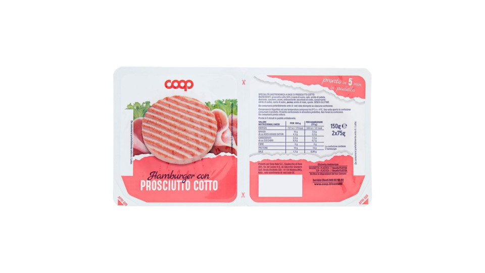 Hamburger Con Prosciutto Cotto 2 X 75 G