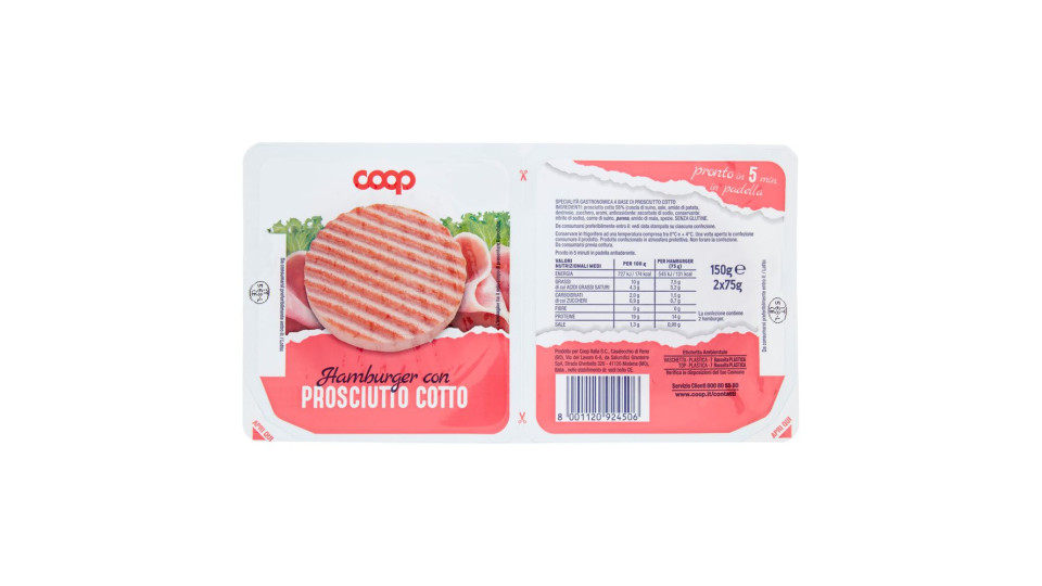 Hamburger Con Prosciutto Cotto 2 X 75 G