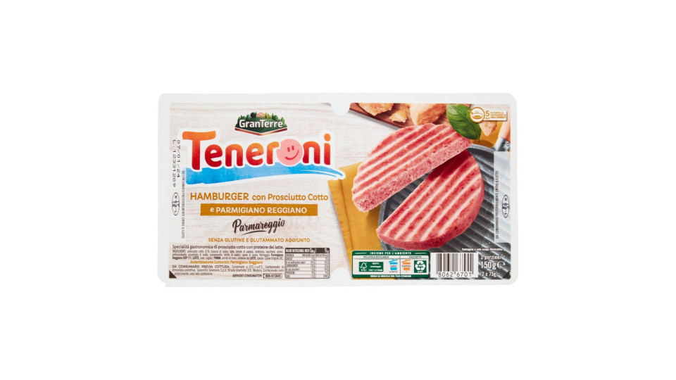 Casa Modena Teneroni Hamburger Con Prosciutto Cotto E Parmigiano Reggiano 2 X 75 G