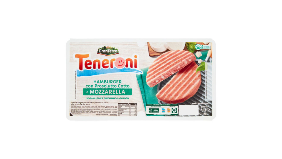 Casa Modena Teneroni Hamburger Con Prosciutto Cotto E Mozzarella 2 X 75 G