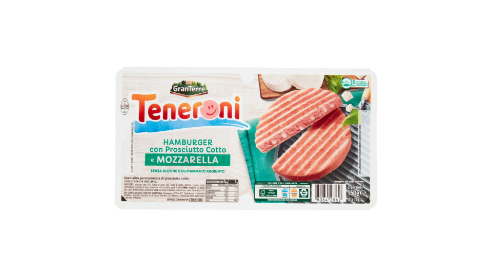 Casa Modena Teneroni Hamburger Con Prosciutto Cotto E Mozzarella 2 X 75 G
