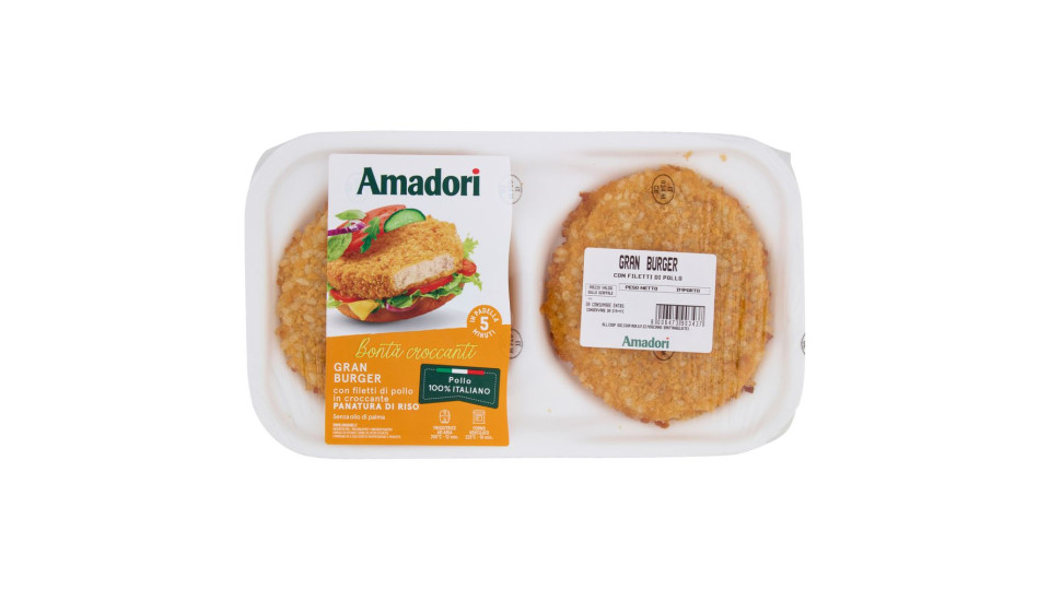 Amadori Gran Burger Con Filetti Di Pollo 0,280 Kg