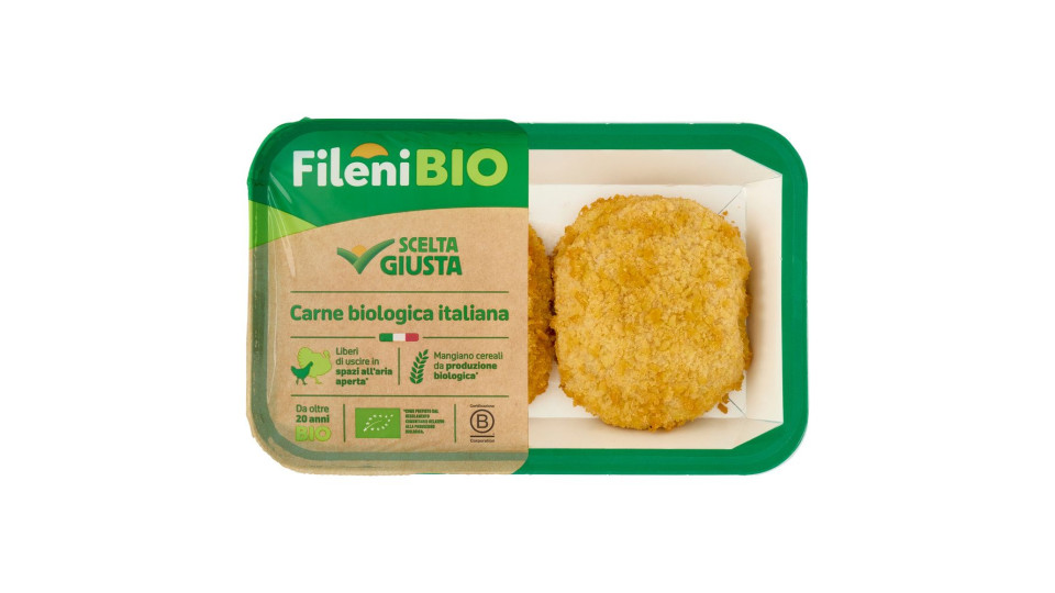 Fileni Bio Cordon Bleu Bio Con Cotto Di Pollo, Mozzarella E Formaggio Bio 0,250 Kg