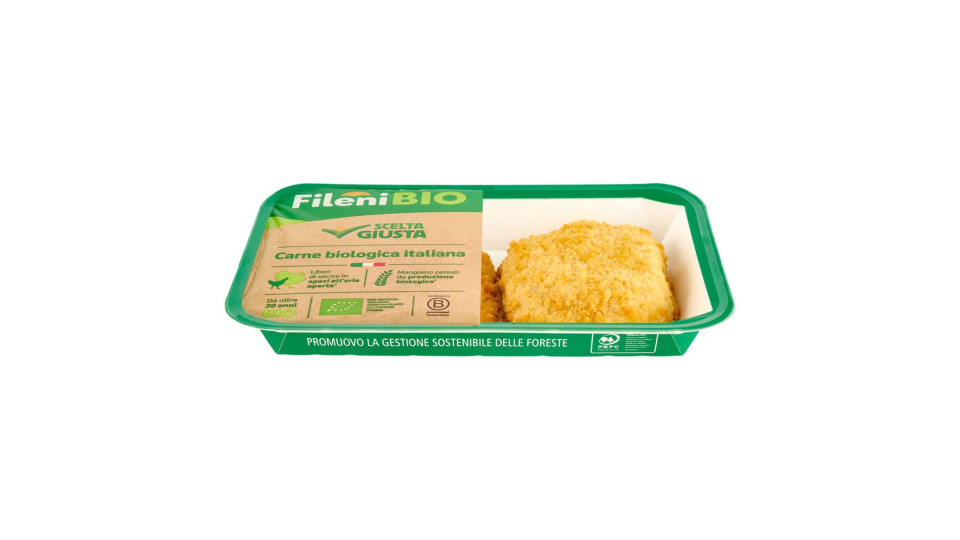 Fileni Bio Cordon Bleu Bio Con Cotto Di Pollo, Mozzarella E Formaggio Bio 0,250 Kg