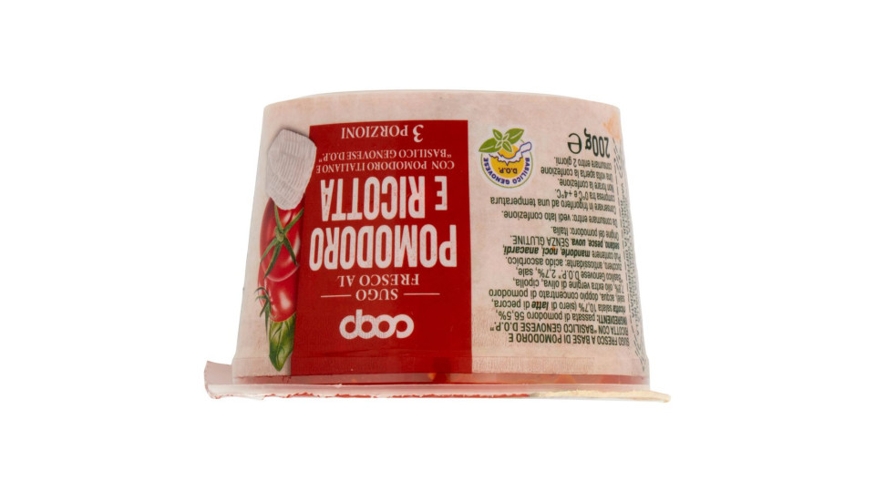 Sugo Fresco Al Pomodoro E Ricotta Con Pomodoro Italiano E 'basilico Genovese D.o.p.' 200 G