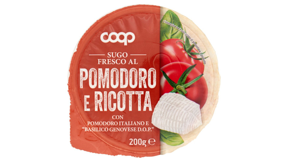 Sugo Fresco Al Pomodoro E Ricotta Con Pomodoro Italiano E 'basilico Genovese D.o.p.' 200 G