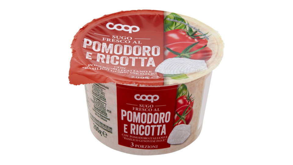 Sugo Fresco Al Pomodoro E Ricotta Con Pomodoro Italiano E 'basilico Genovese D.o.p.' 200 G
