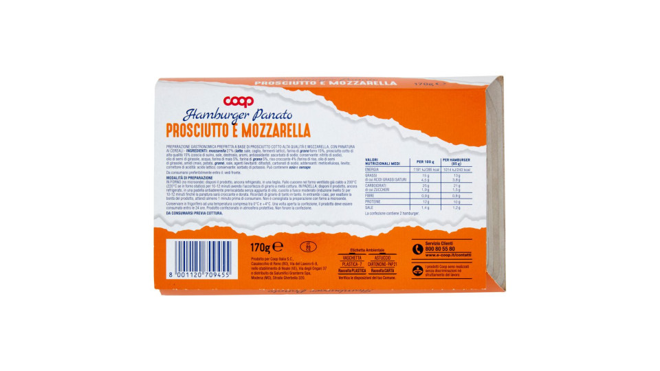 Hamburger Panato Prosciutto E Mozzarella 2 X 85 G