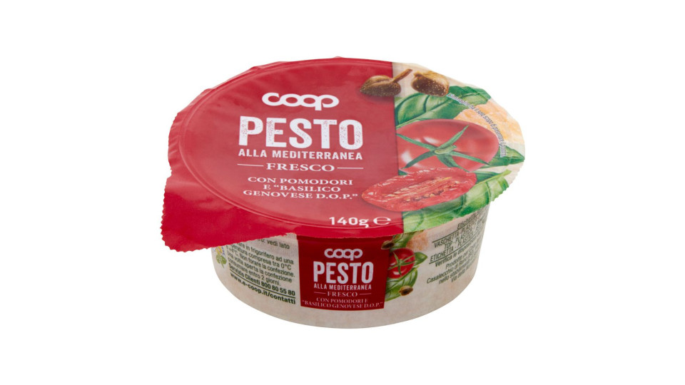 Pesto Alla Mediterranea Fresco Con Pomodori E 'basilico Genovese D.o.p.' 140 G