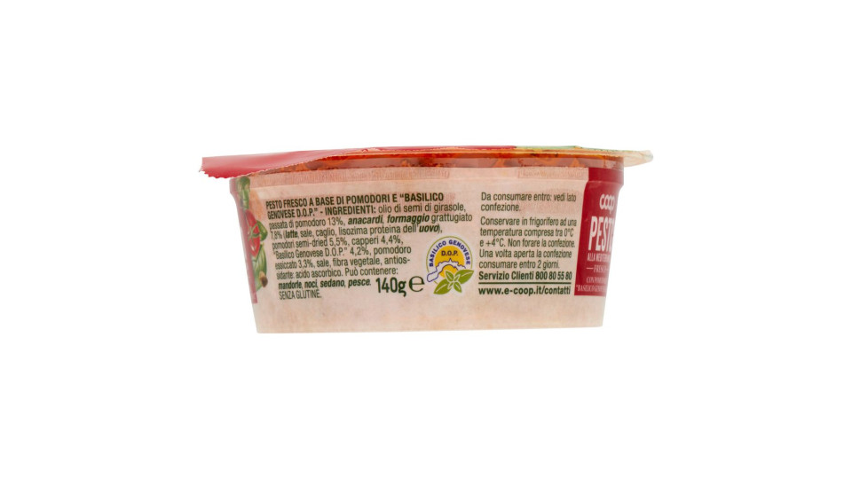 Pesto Alla Mediterranea Fresco Con Pomodori E 'basilico Genovese D.o.p.' 140 G