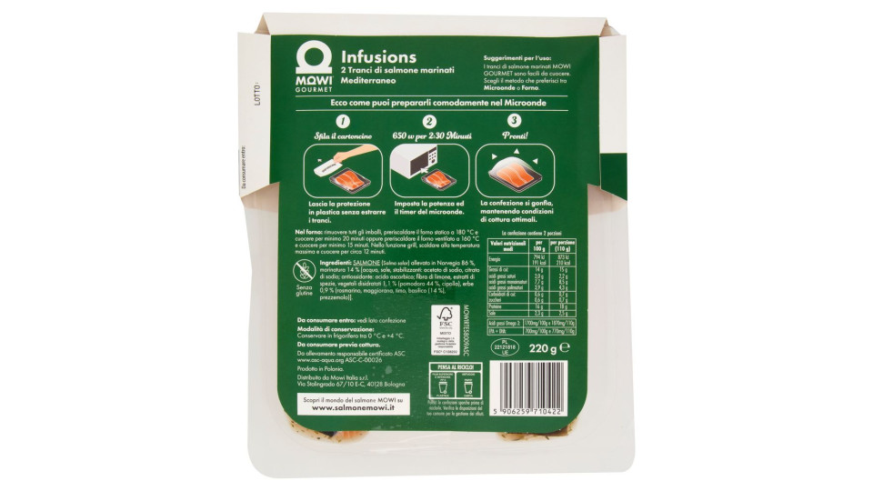 Mowi Gourmet Infusions Tranci Di Salmone Marinati Mediterraneo 2 X 110 G
