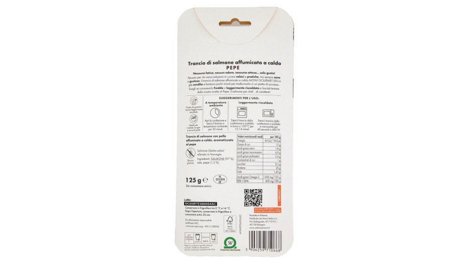 Mowi Gourmet Deli Trancio Di Salmone Affumicato A Caldo Pepe 125 G