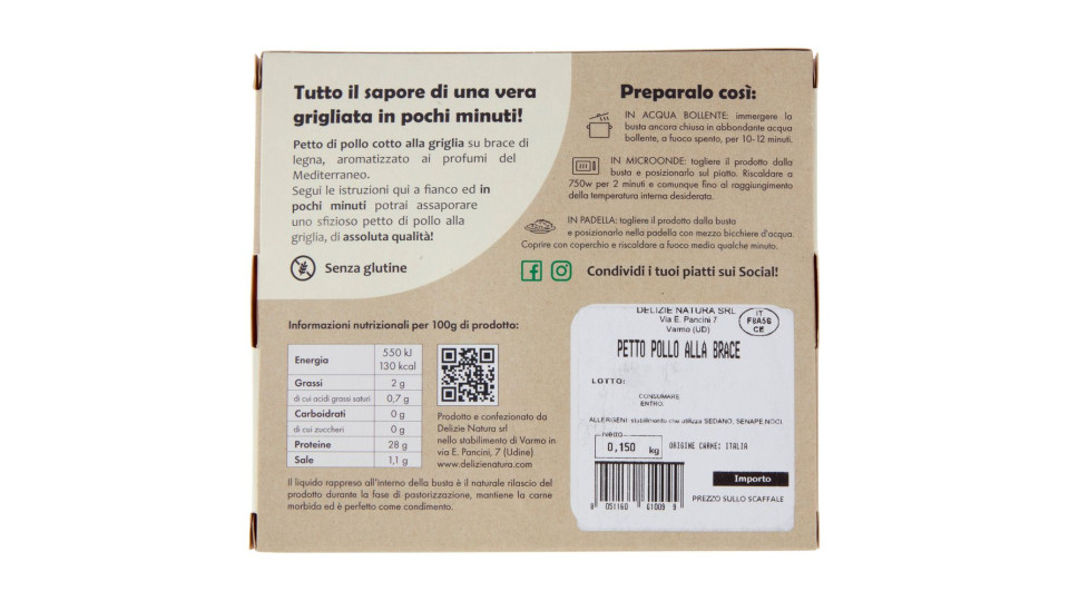 Delizie Natura Petto Di Pollo Alla Brace 0,150 Kg
