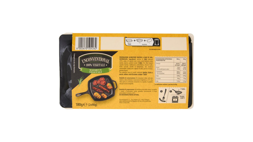 Unconventional Salsicce Vegetali 2 X 90 G