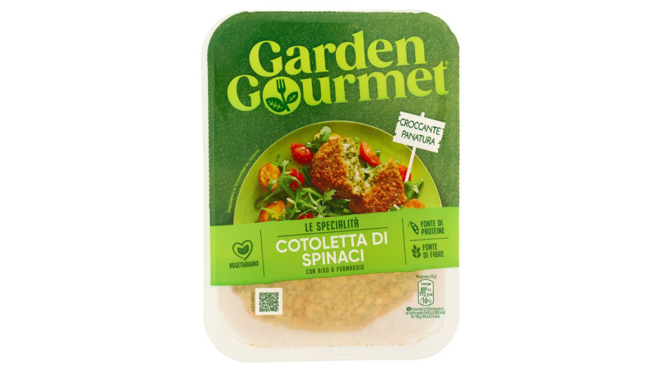 Garden Gourmet Cotoletta Di Spinaci Vegetariana Con Riso E Formaggio 2 Pezzi 180g