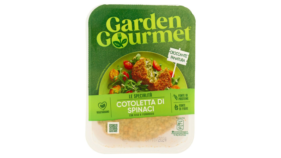 Garden Gourmet Cotoletta Di Spinaci Vegetariana Con Riso E Formaggio 2 Pezzi 180g
