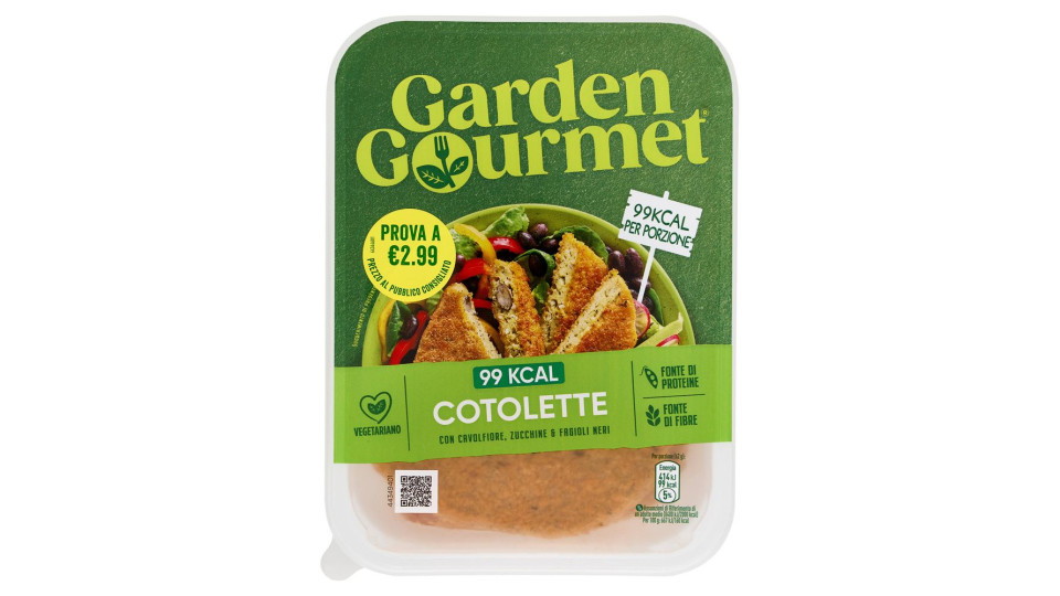 Garden Gourmet Cotolette Vegetariane 99kcal Con Cavolfiore, Zucchine E Fagioli Neri 3 Pezzi 186g