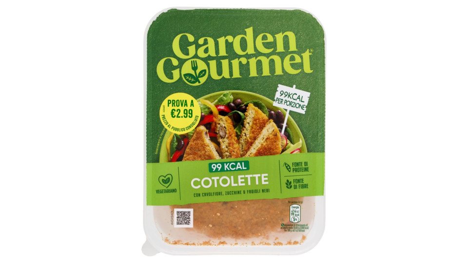 Garden Gourmet Cotolette Vegetariane 99kcal Con Cavolfiore, Zucchine E Fagioli Neri 3 Pezzi 186g