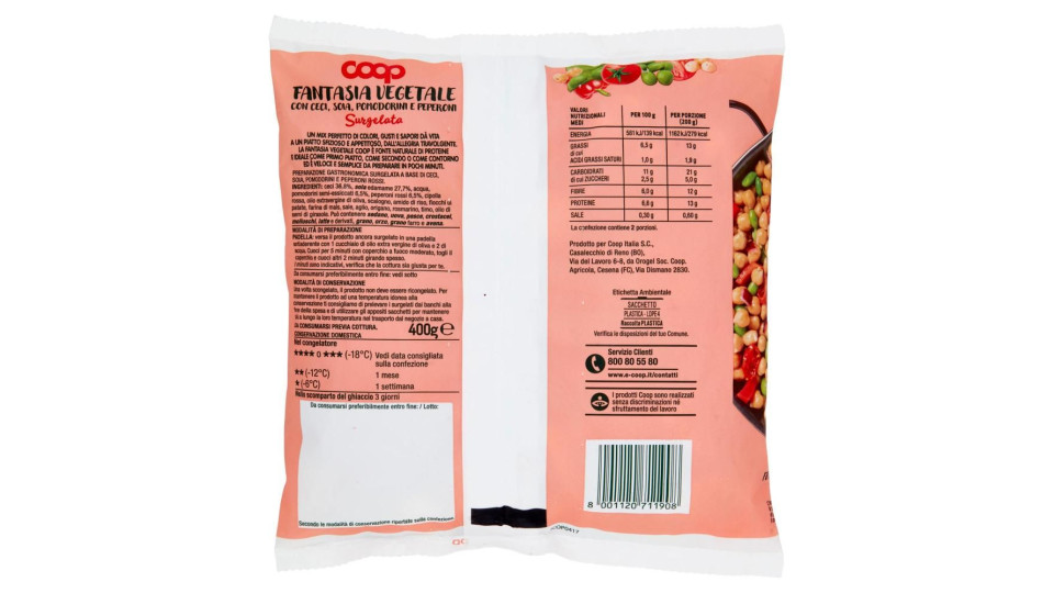 Fantasia Vegetale Con Ceci, Soia, Pomodorini E Peperoni Surgelata 400 G