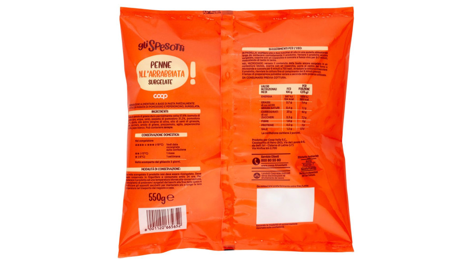 Penne All'arrabbiata Surgelate 550 G