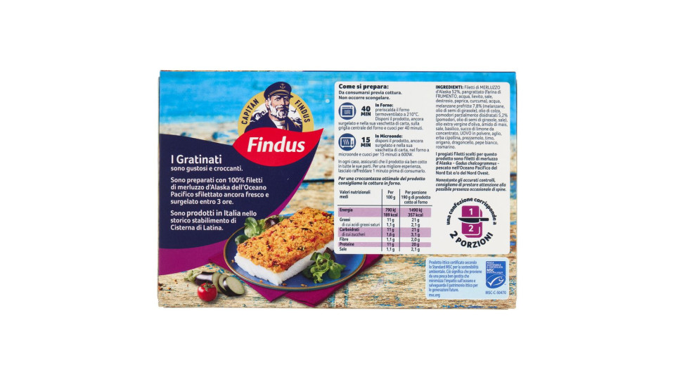 Capitan Findus I Gratinati Merluzzo Con Melanzane E Pomodoro 380 G