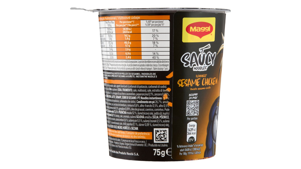 Maggi Saucy Noodles Pollo E Sesamo 1 Porzione Cup 75g