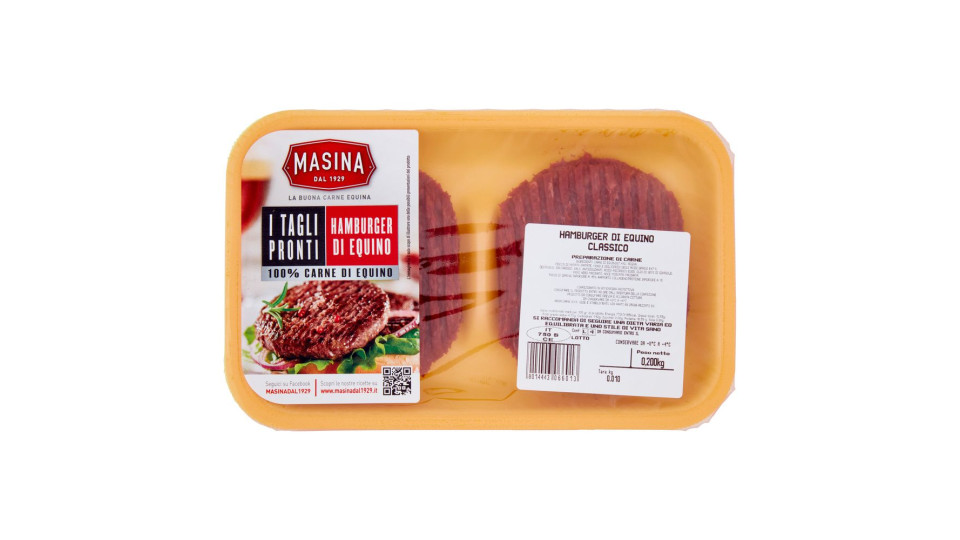 Masina I Tagli Pronti Hamburger Di Equino Classico 0,200 Kg