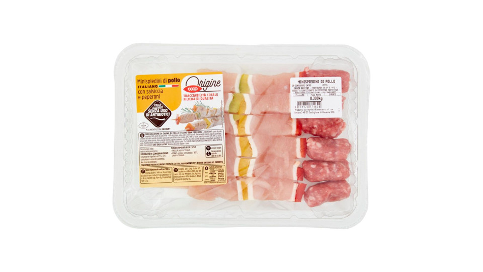 Minispiedini Di Pollo Italiano Con Salsiccia E Peperoni 0,300 Kg