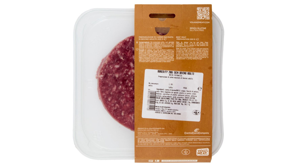 You&meat Burger Con Carne Di Bovino Adulto Piemontese 200 G