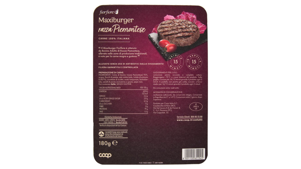 Maxiburger Razza Piemontese 180 G