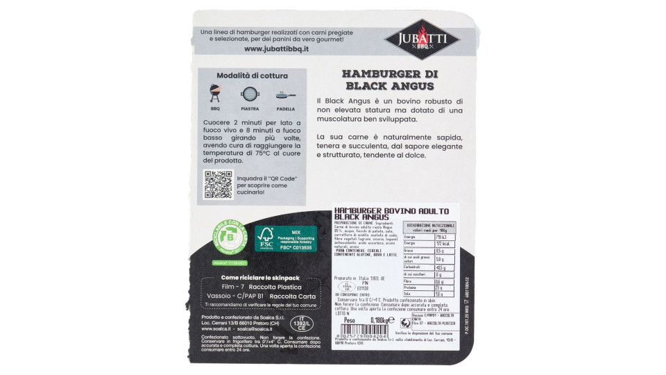 Jubatti Bbq Barbecue Burgers Black Angus 0,180 Kg