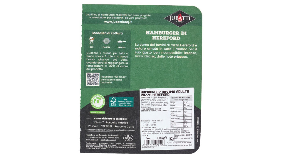 Jubatti Bbq Barbecue Burgers Hereford 0,180 Kg