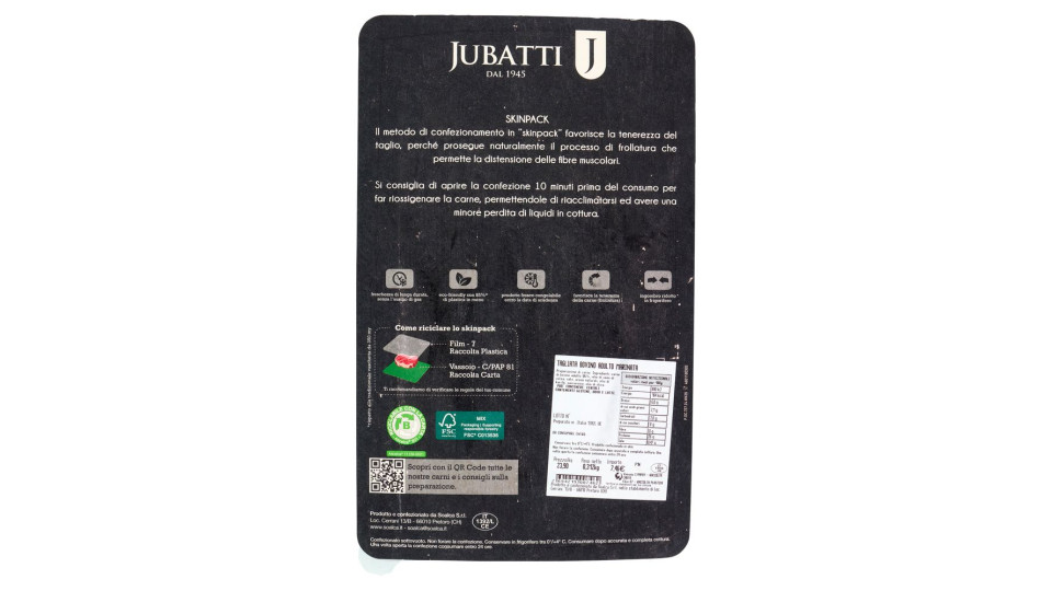 Jubatti Tagliata Bovino Adulto Marinata 350 G Ca