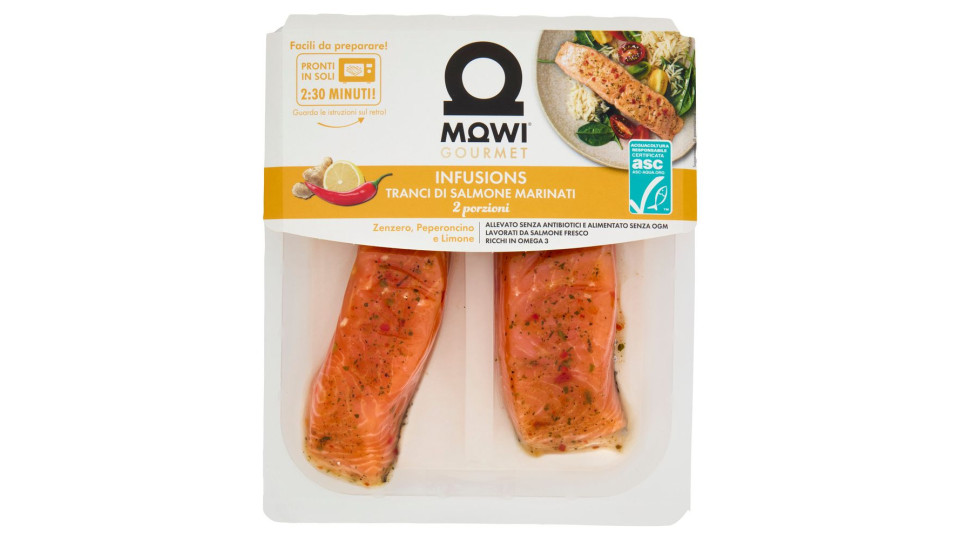 Mowi Gourmet Infusions Tranci Di Salmone Marinati Zenzero, Peperoncino E Limone 2 X 110 G