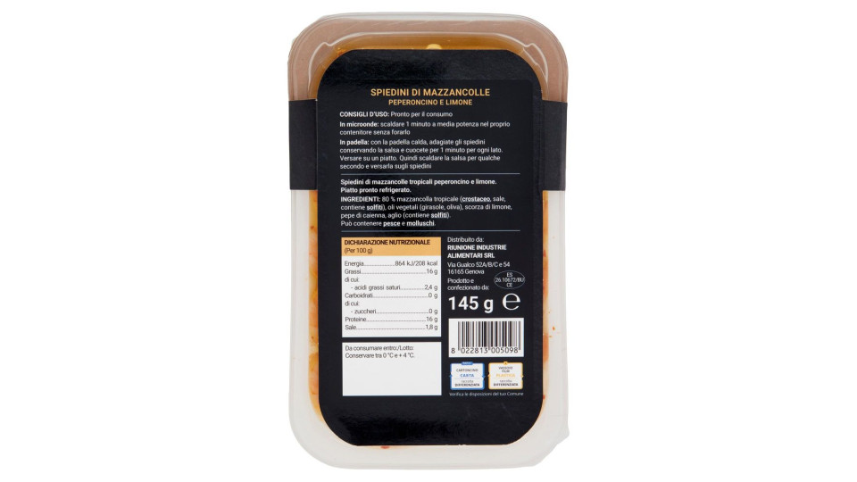 Riunione Spiedini Di Mazzancolle Peperoncino E Limone 145 G